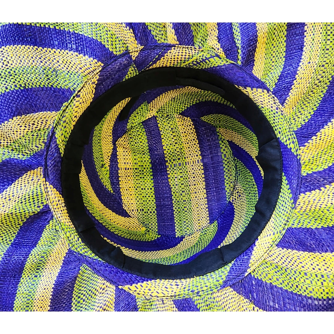 Karalana: Authentic Hand Woven Multicolor Madagascar Big Brim Raffia Sun Hat