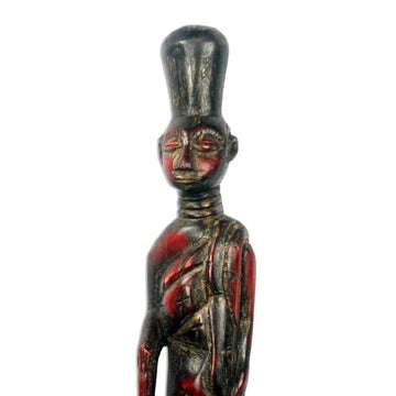 Mantse: The King's Stride - Decorative African Wooden Walking Stick by Winfred Korley - Detail Image Close Up