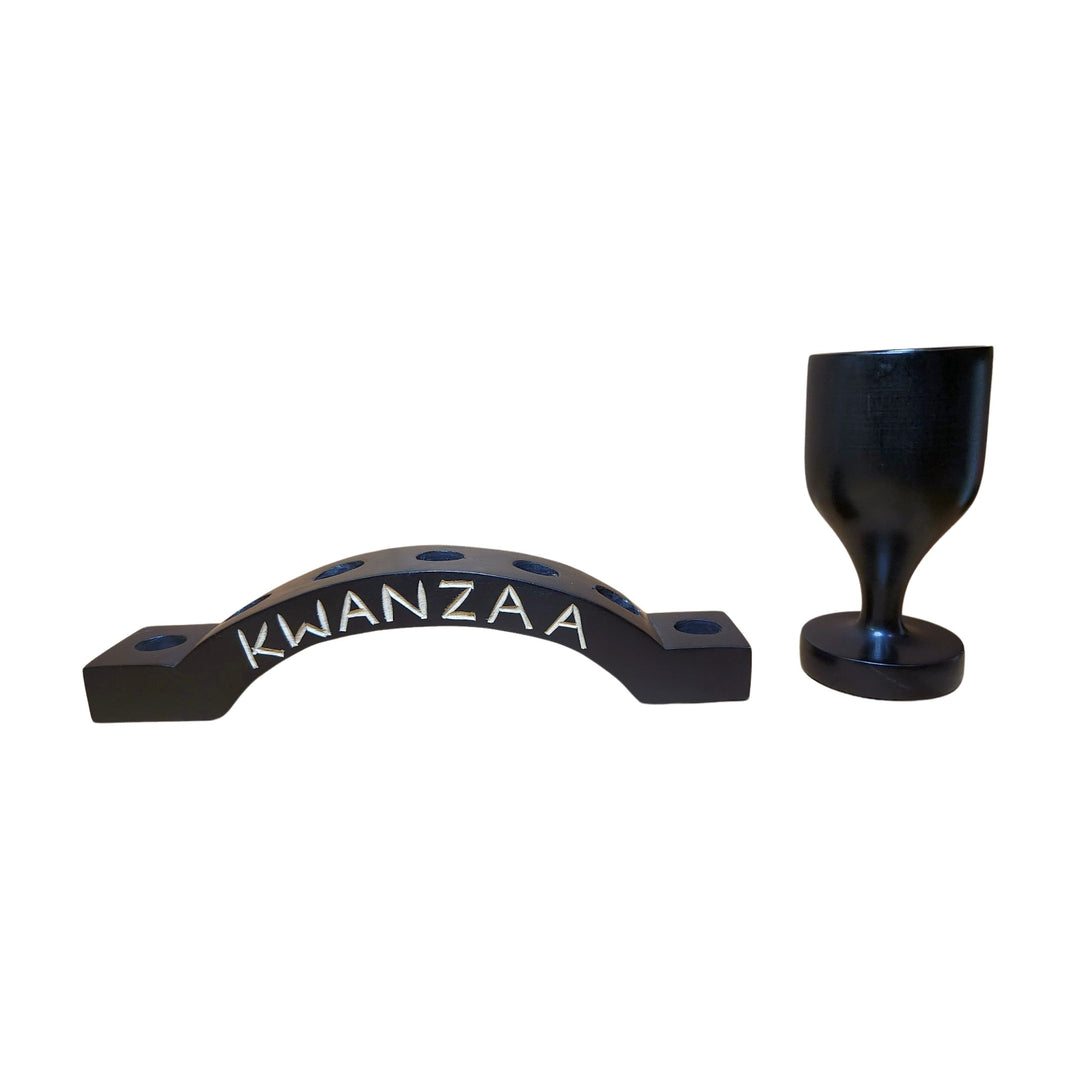 Arch Kwanzaa Kinara Sese Wood Celebration Set (Black)
