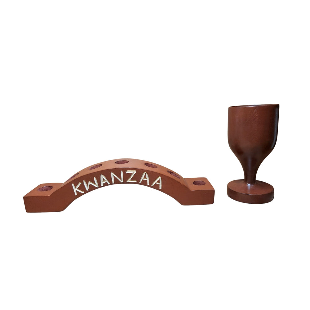 Arch Kwanzaa Kinara Sese Wood Celebration Set (Brown)