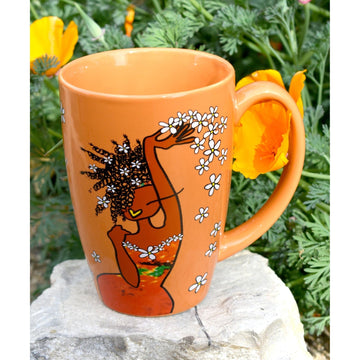 Living My Blessed Life by Kiwi McDowell: African American Ceramic Latte Mug (Lifestyle Photo)