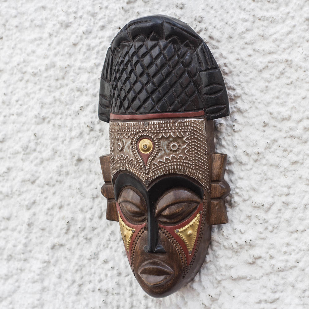 Lovely Crown: Authentic Hand Made African Mask by Victor Dushie (Side)