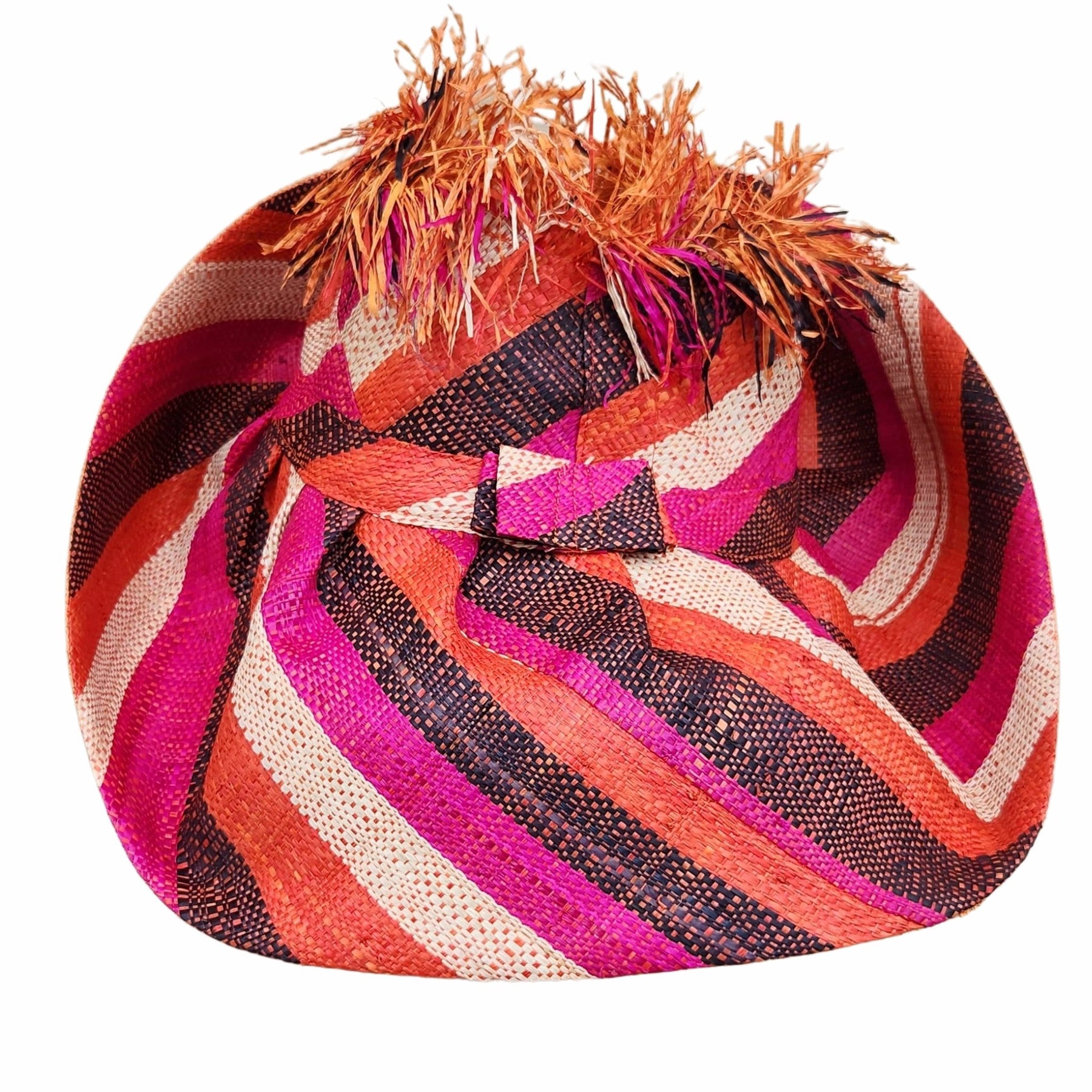 2 of 8: Lucia: Madagascar Big Brim Crown Out Raffia Sun Hat (Rear)
