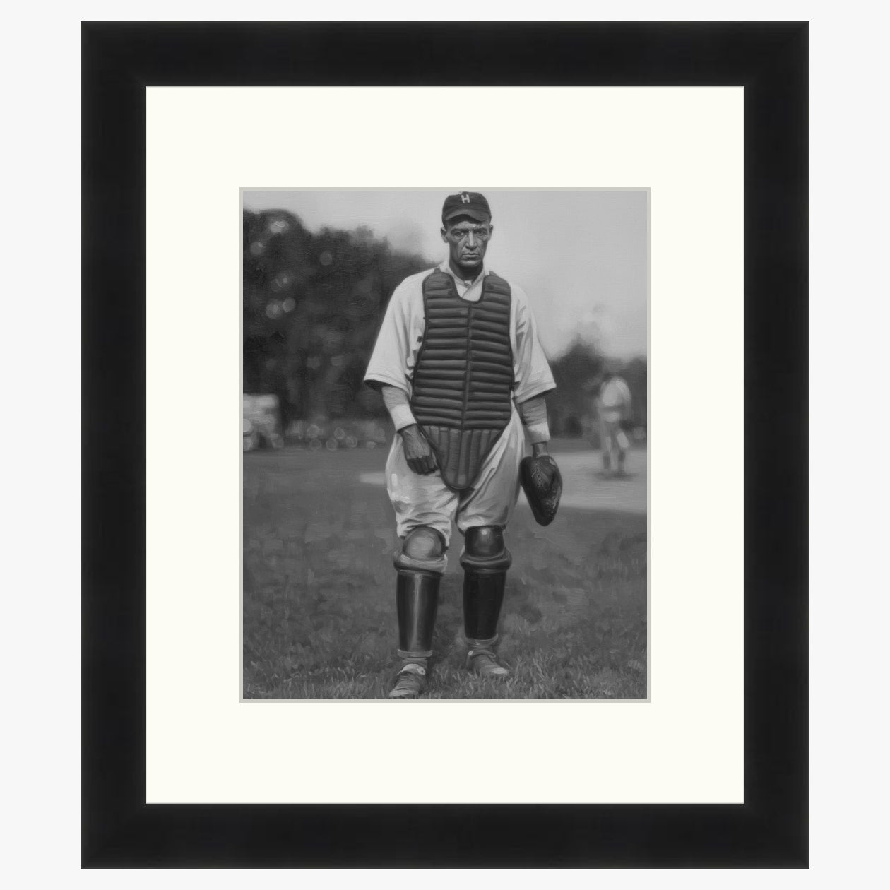 1 of 2: Louis Santop: Big Bertha by Omari Dixon - Framed black and white photograph of a vintage baseball player on a field.