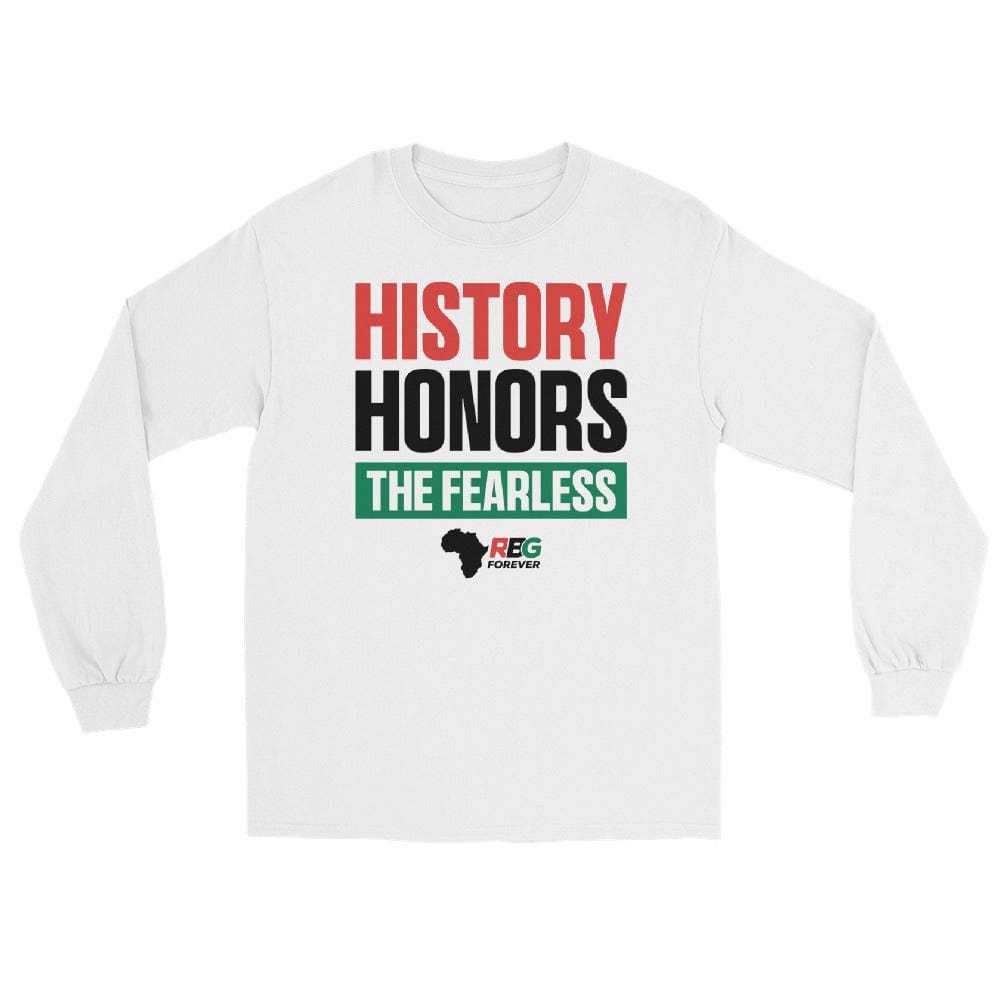 5 of 8: History Honors the Fearless Unisex Long Sleeve T-Shirt (Flat Front View)