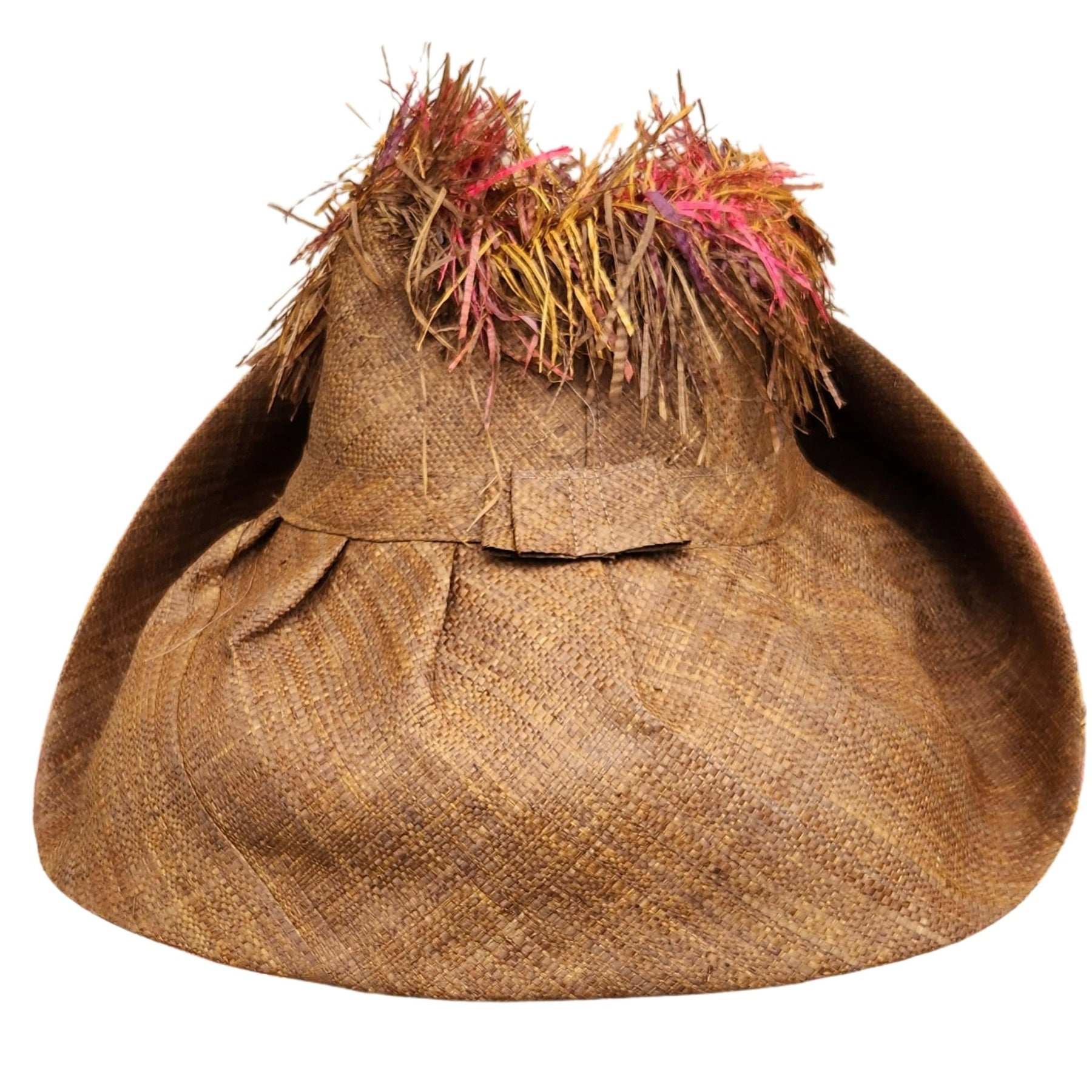 2 of 8: Messie: Madagascar Big Brim Crown Out Raffia Sun Hat (Rear)