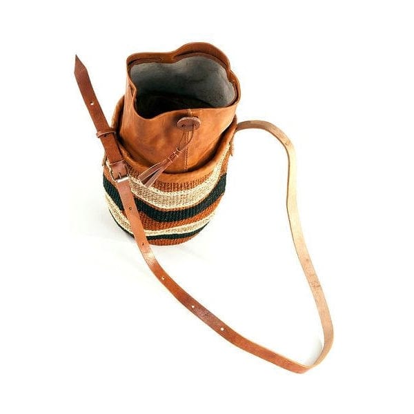 4 of 4: Neeris: Authentic Hand Woven Sisal and Leather Kenyan Kiondo (Top View)