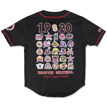 Negro Leagues Baseball Commemorative Embroidered Baseball Jersey (Black, Back)