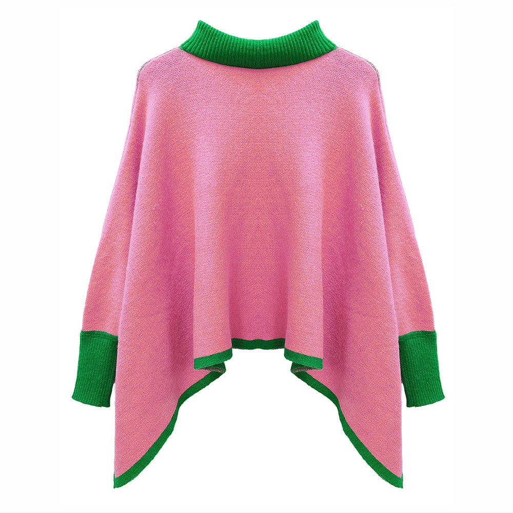 Pink and Green Ivy Sisterhood Turtleneck Poncho