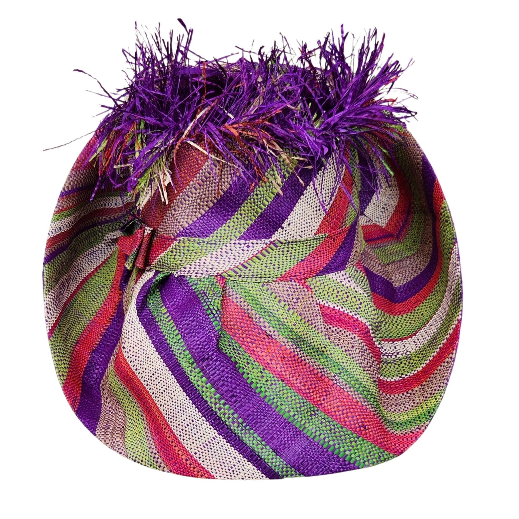 2 of 8: Prudence: Madagascar Big Brim Crown Out Raffia Sun Hat (Rear)