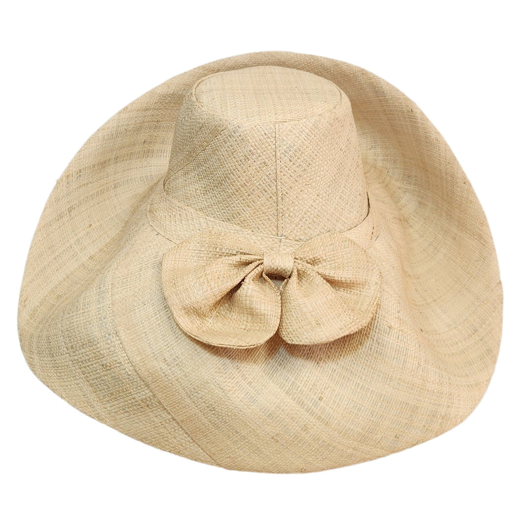 Rihanna: Authentic Hand Woven Multicolor Madagascar Big Brim Raffia Sun Hat (Rear View)