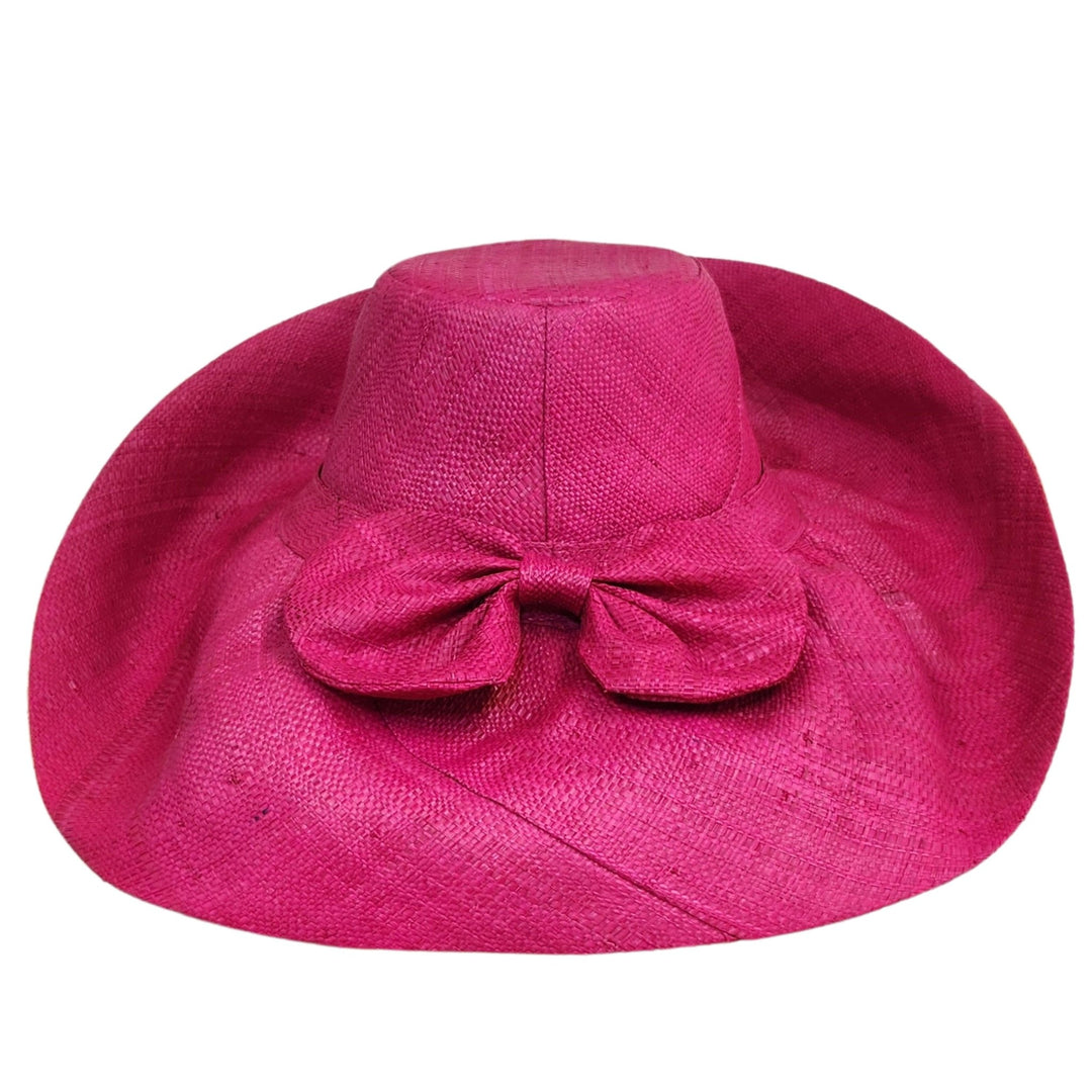 Sharon: Authentic Hand Woven Madagsacar Big Brim Raffia Sun Hat (Rear View)