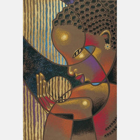 Sheer Essence II by Larry "Poncho" Brown - afrocentric black woman portrait art gold embossed.
