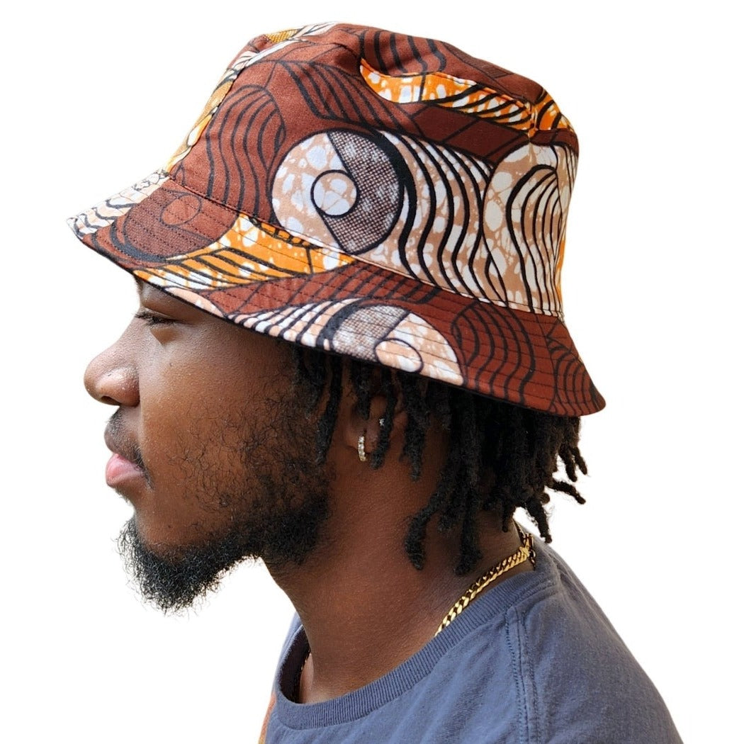 African Wax Print Unisex Bucket Cap-Hats-Ashon Designs-Sika-The Black Art Depot