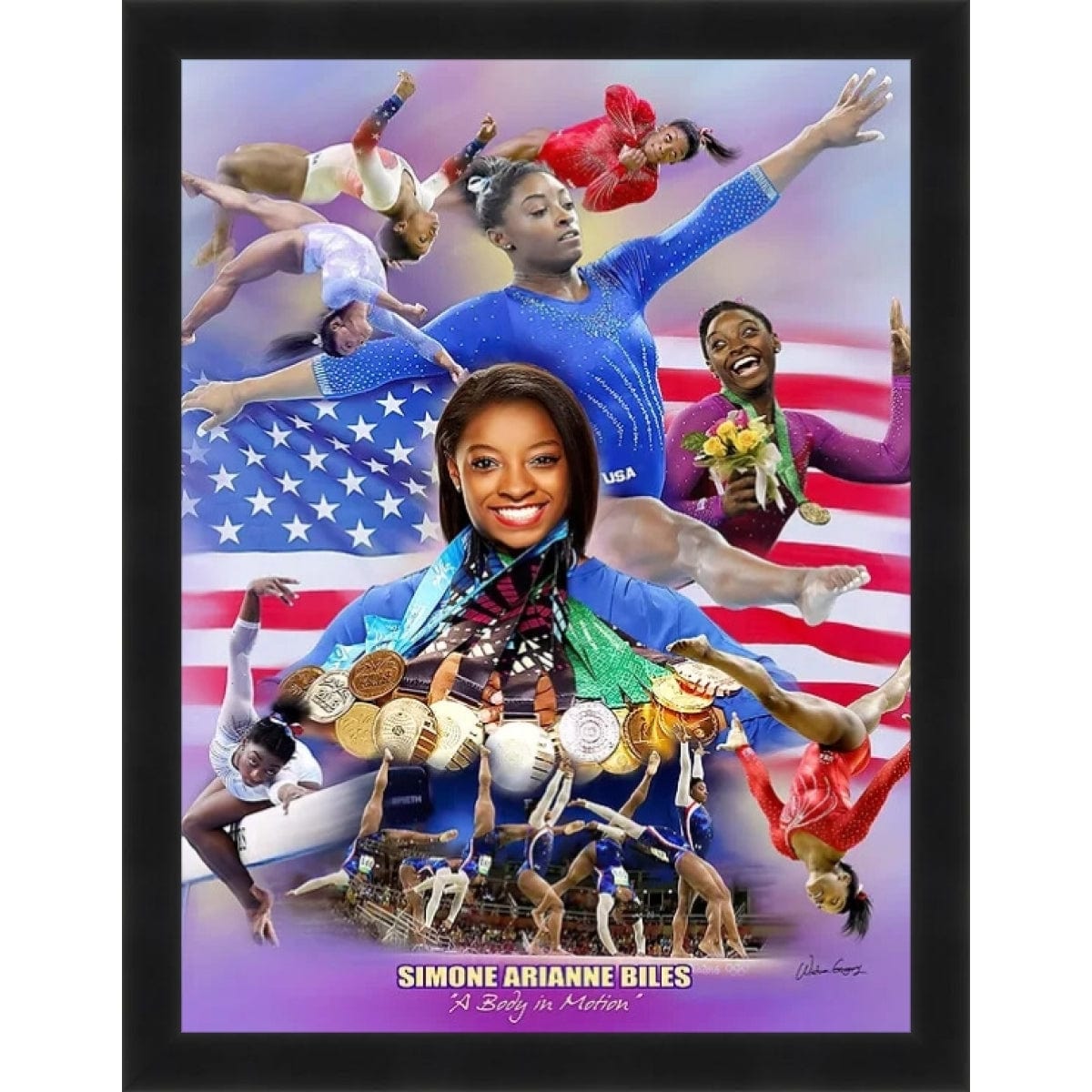2 of 2: Simone Biles: Body in Motion by Wishum Gregory (Black Frame)