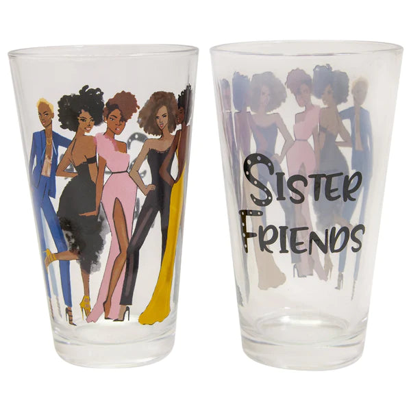 Sister Friends Drinking Glass by Nicholle Kobi