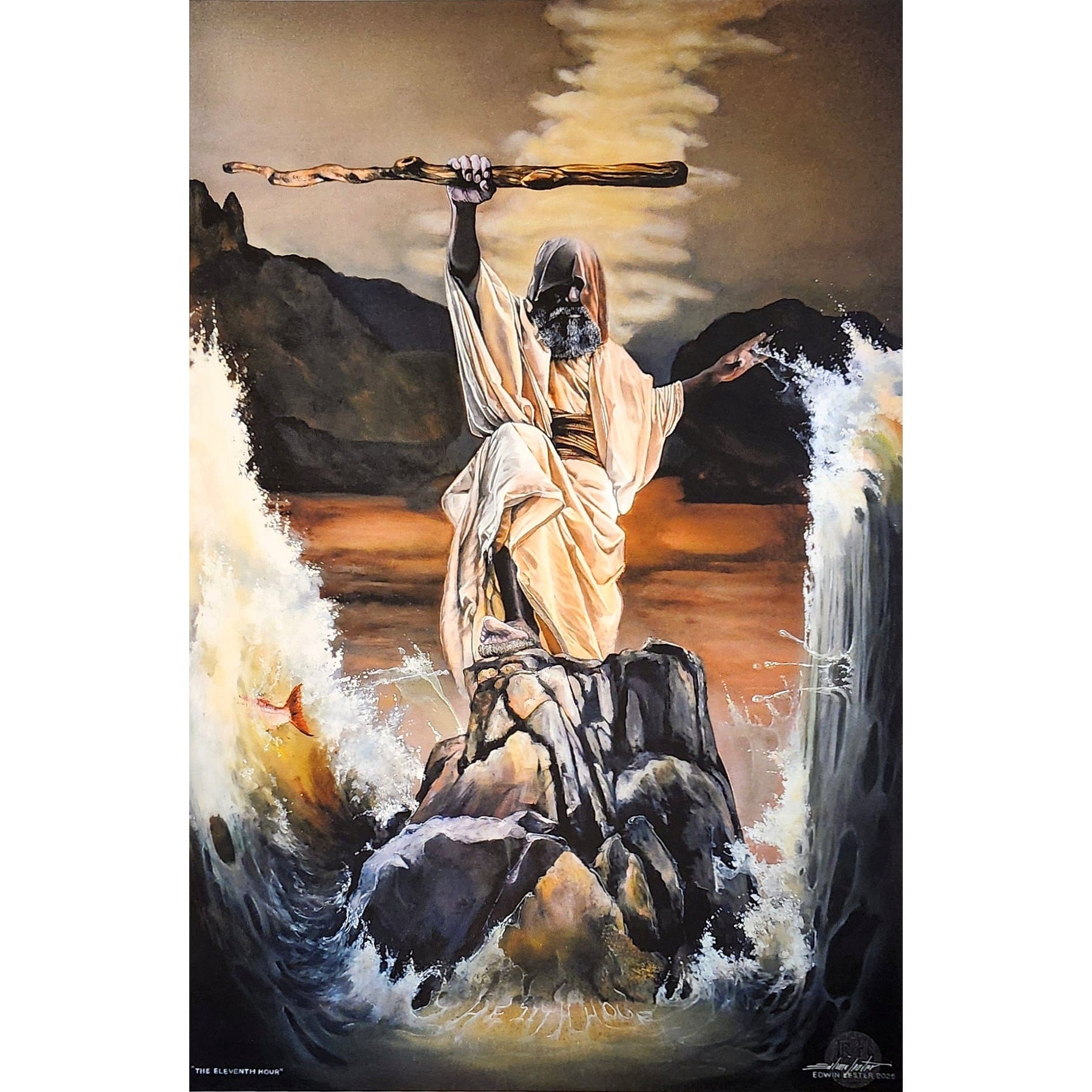 1 of 2: The 11th Hour by Edwin Lester depicting Moses parting the Red Sea with staff raised