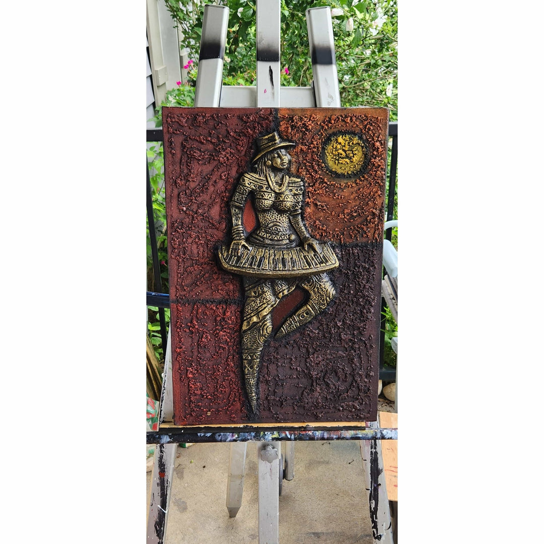 The Keyboardist: African Bas Relief Sculpture by D.D. Ike