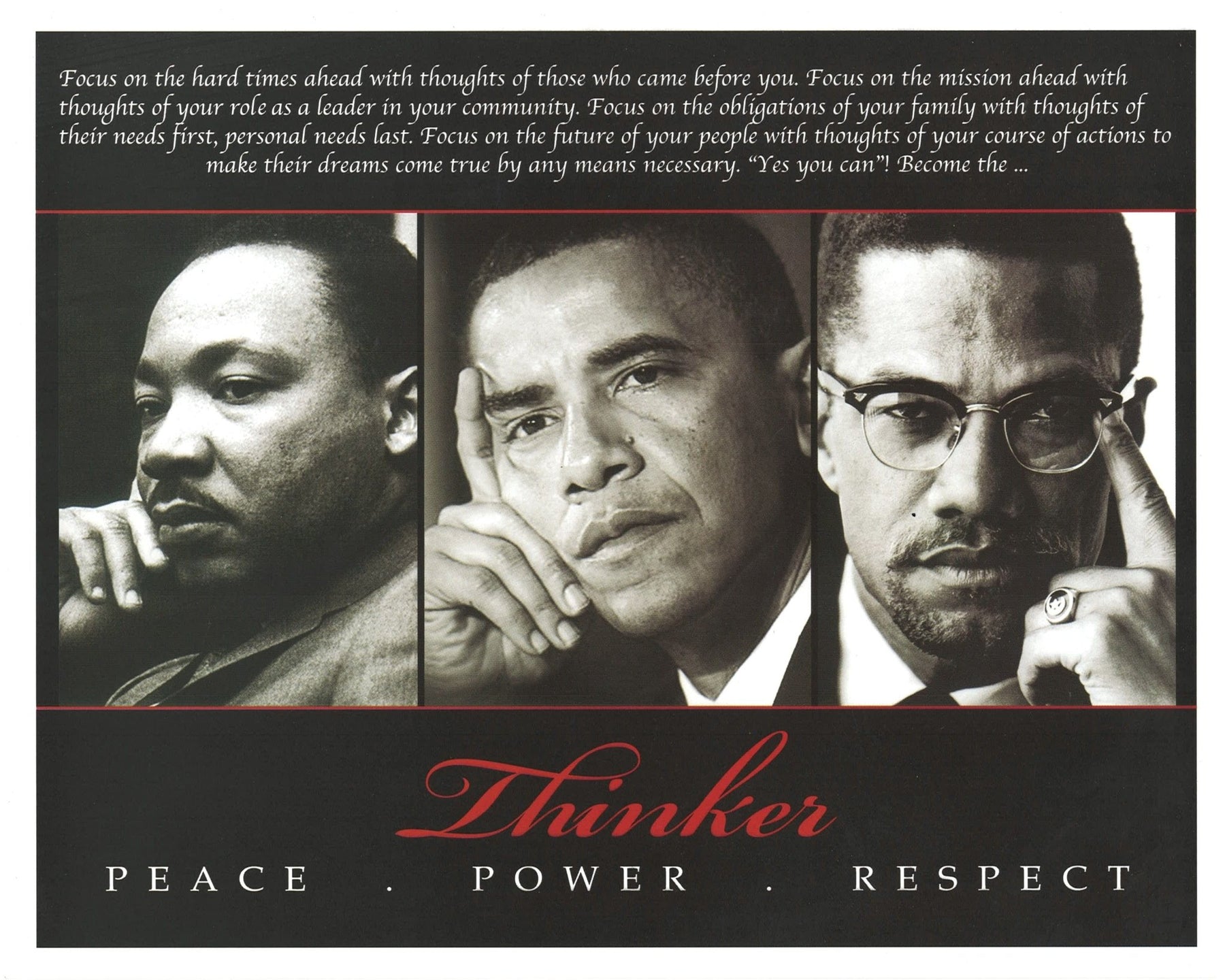 1 of 3: The Thinker  (Trio): Martin Luther King, Malcolm x, President Barack Obama) by Micahel Eaton