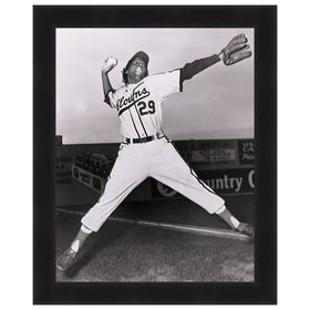 Toni Stone: The First - Framed black and white photograph of a Toni Stone in action. (Black Frame)