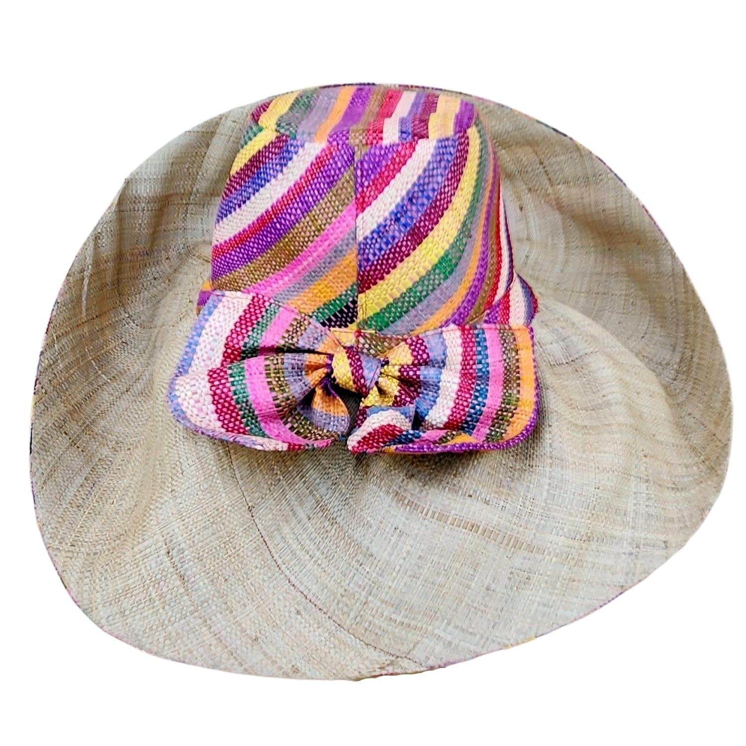2 of 3: Trinika: Authentic Hand Woven Multicolor Madagascar Big Brim Raffia Sun Hat