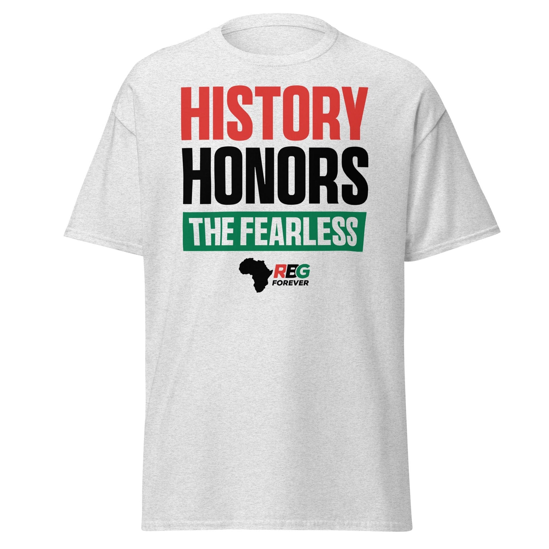 12 of 27: History Honors the Fearless Unisex Short Sleeve T-Shirt (Ash, Mock Up Image 7)