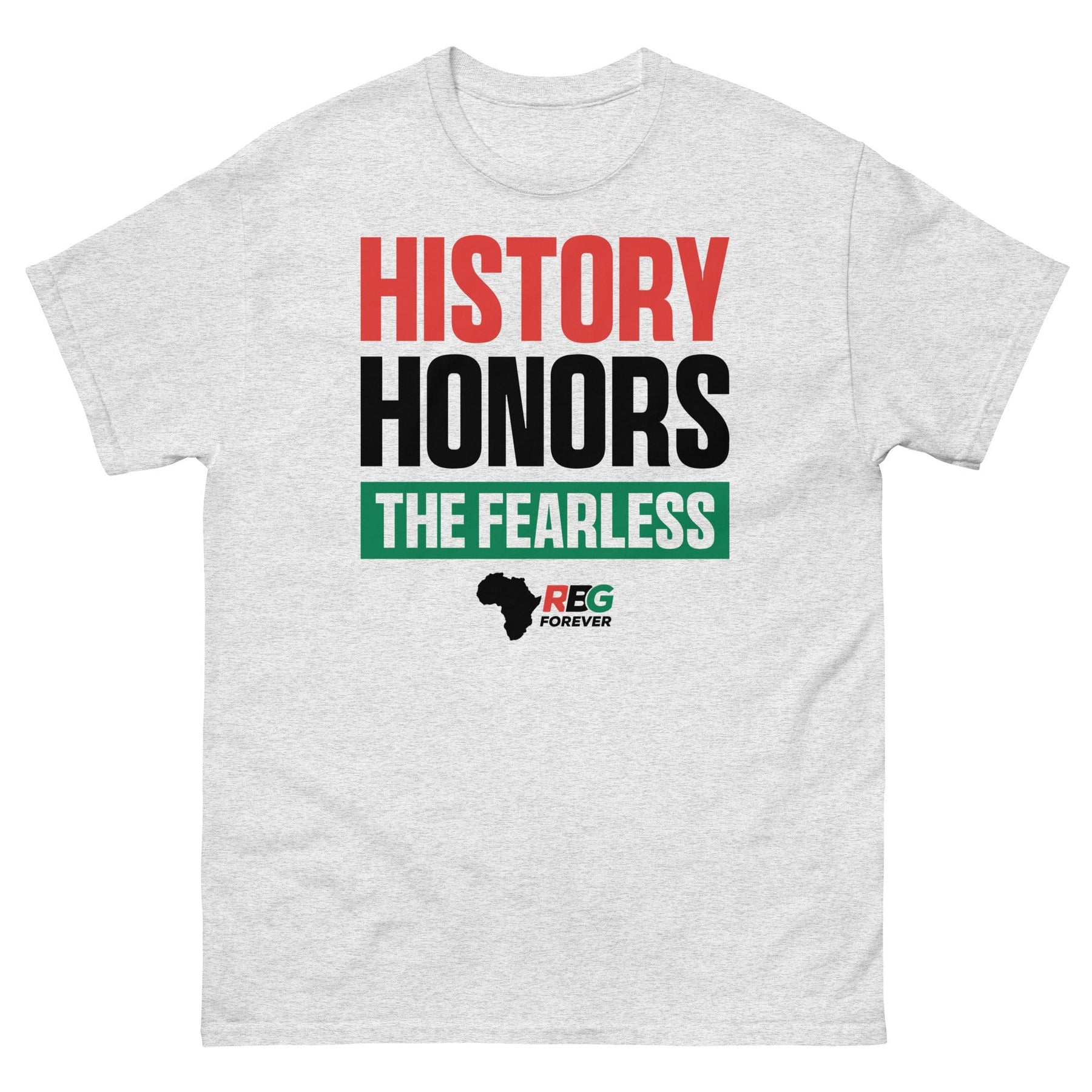 16 of 27: History Honors the Fearless Unisex Short Sleeve T-Shirt (Ash, Mock Up Image 11)