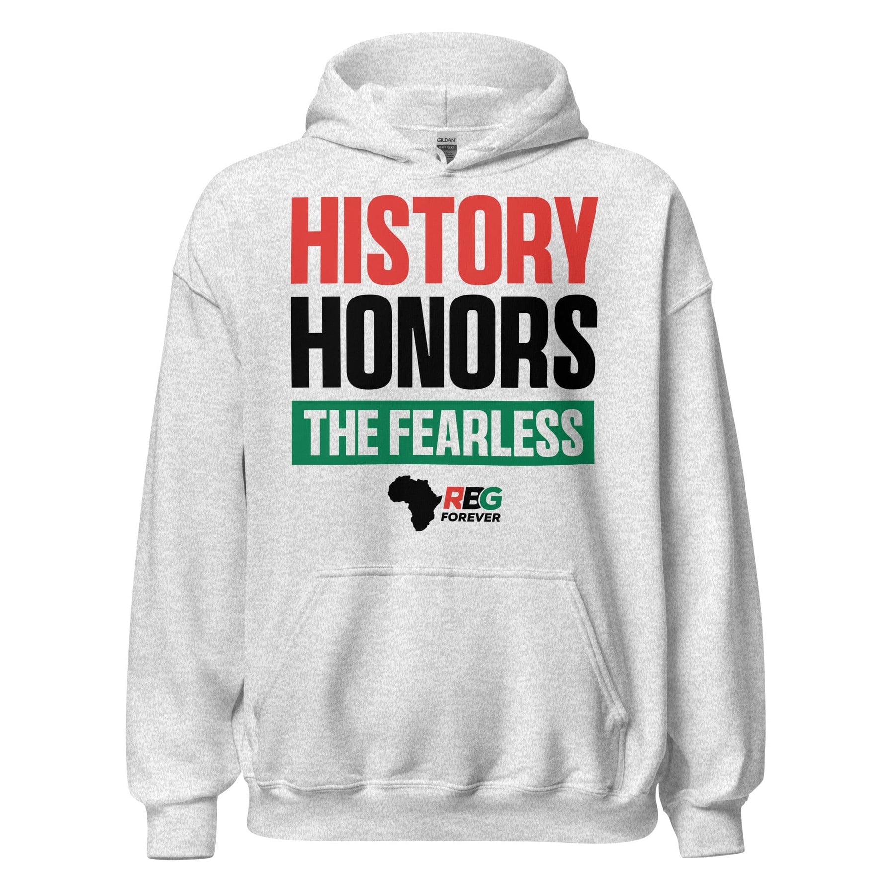28 of 28: History Honors the Fearless Unisex Hooded Sweatshirt (Ash Mock Up 14)