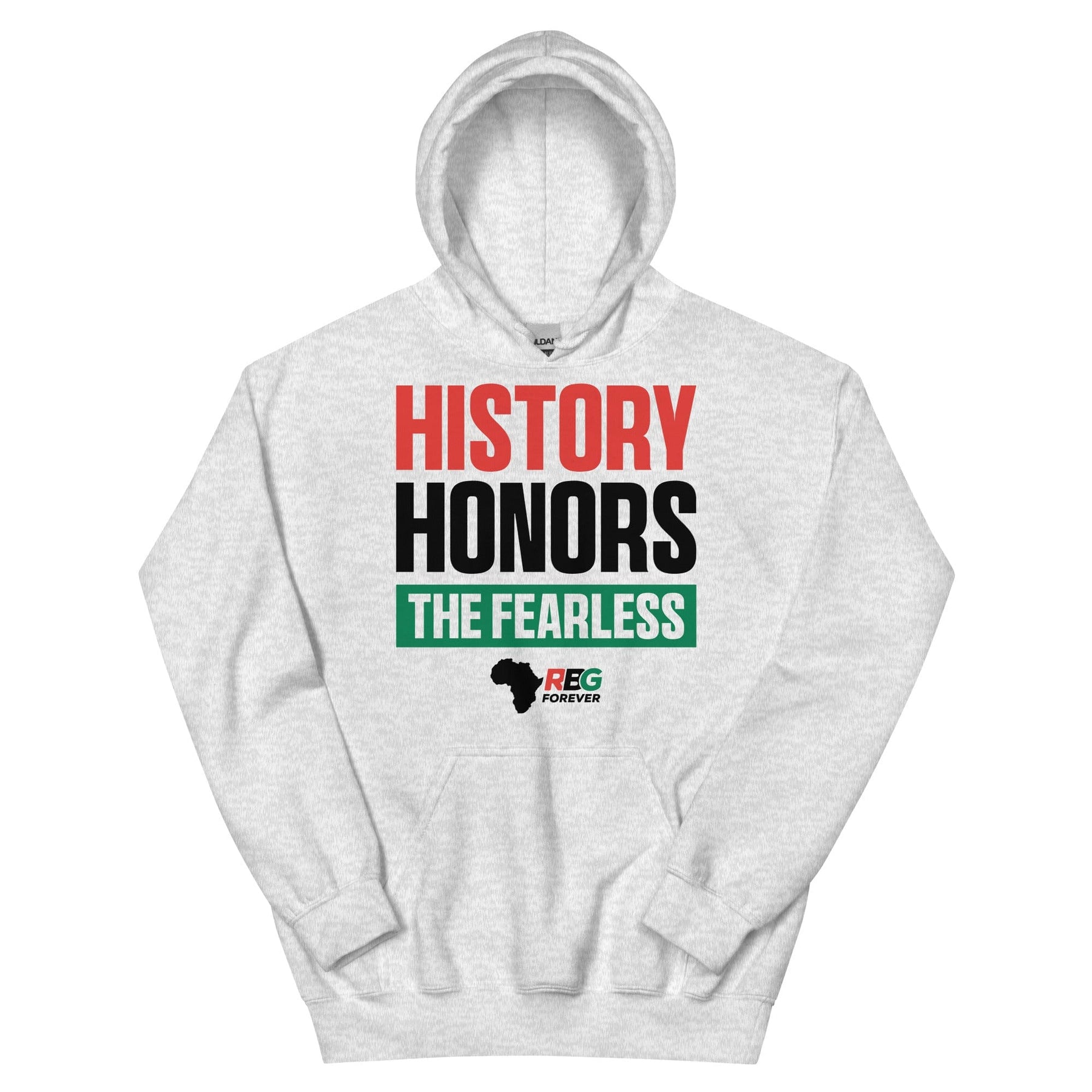 2 of 28: History Honors the Fearless Unisex Hooded Sweatshirt (Ash, Main)