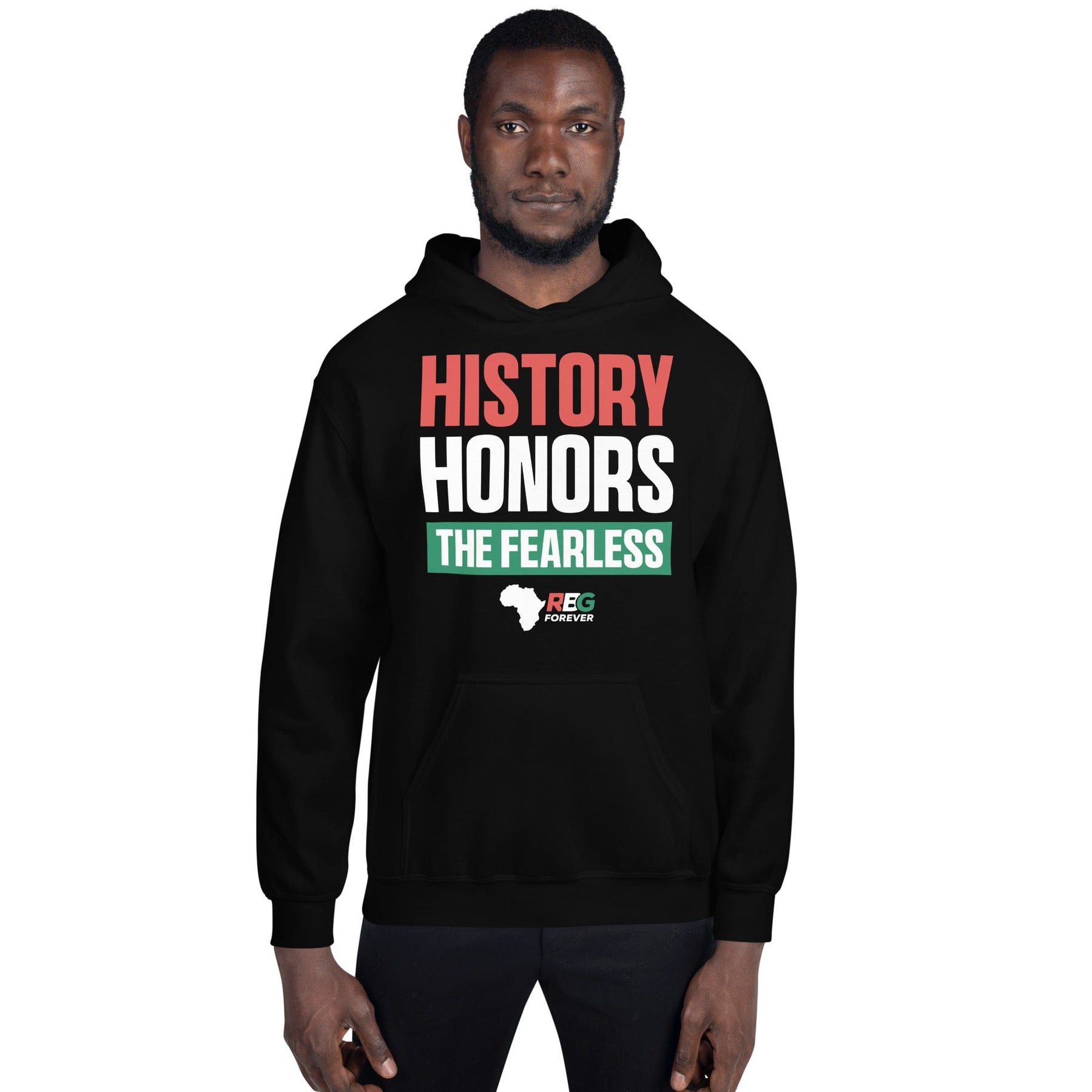 7 of 9: History Honors the Fearless Unisex Hooded Sweatshirt II (Mock Up Image 4)