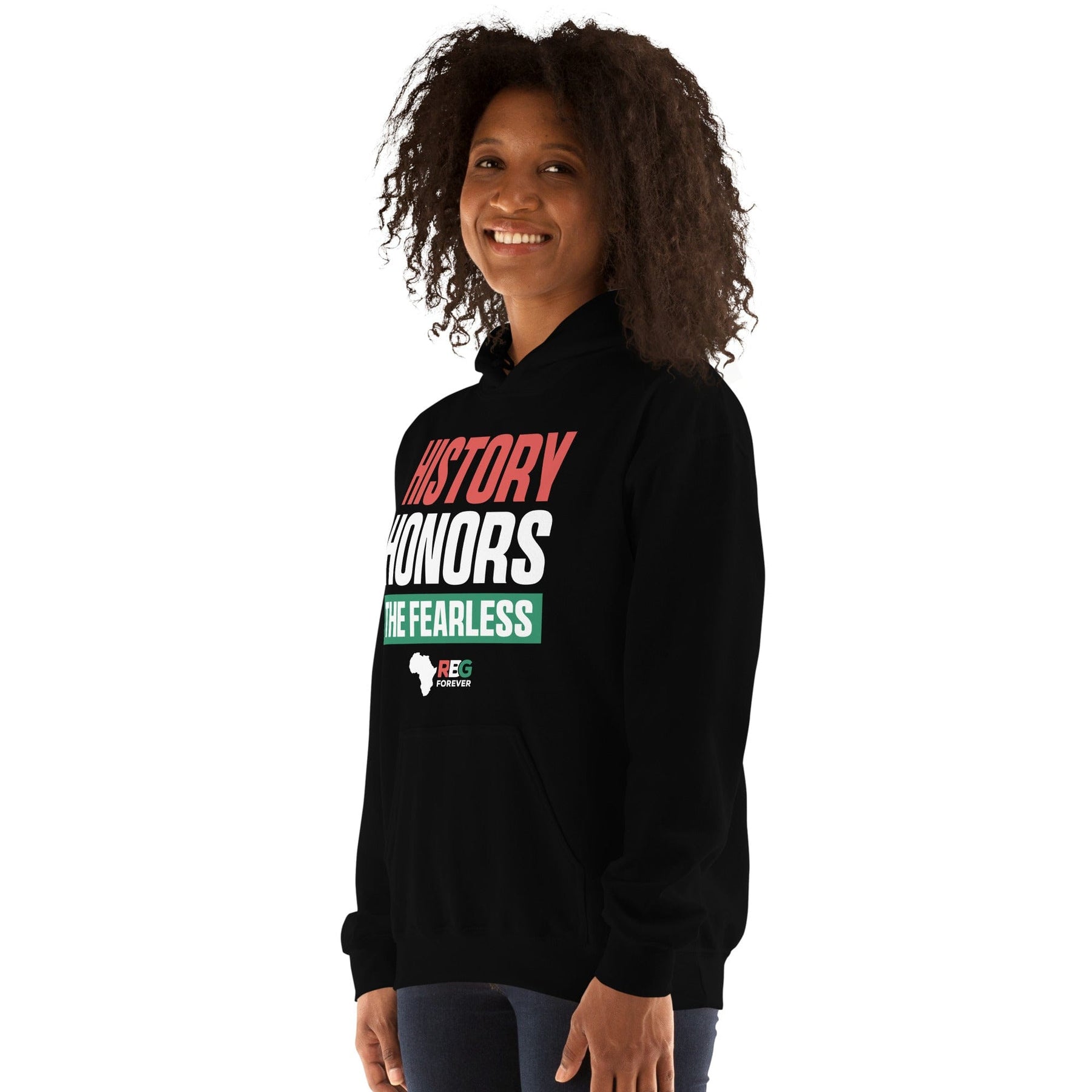 5 of 9: History Honors the Fearless Unisex Hooded Sweatshirt II (Mock Up Image 2)
