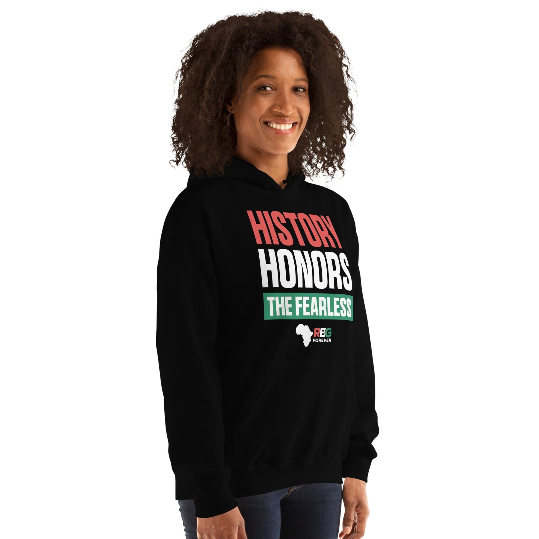 4 of 9: History Honors the Fearless Unisex Hooded Sweatshirt II (Mock Up Image 1)