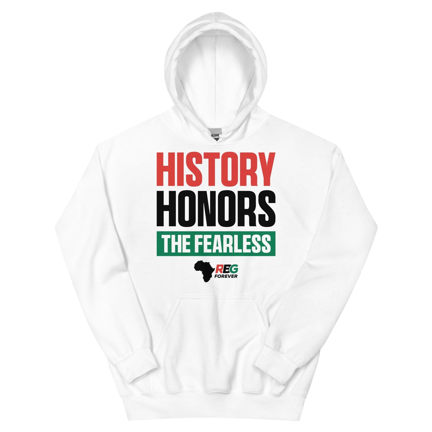 1 of 28: History Honors the Fearless Unisex Hooded Sweatshirt (White, Main)