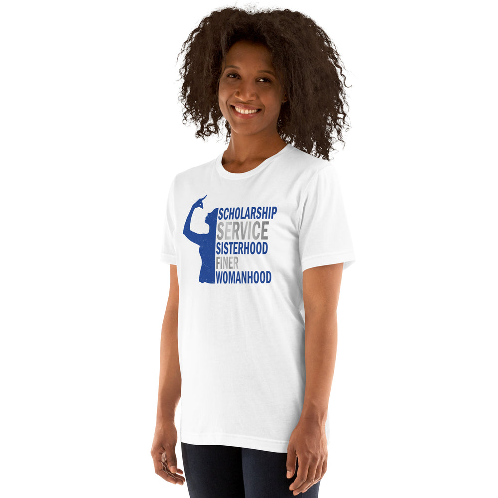 Zeta Phi Beta Handsign Principles White Unisex Short Sleeve T-Shirt (Image 2)