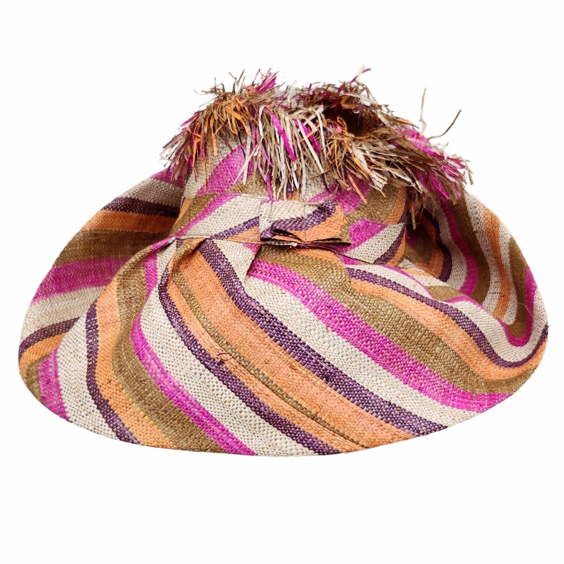 2 of 8: Victoria: Madagascar Big Brim Crown Out Raffia Sun Hat (Rear)
