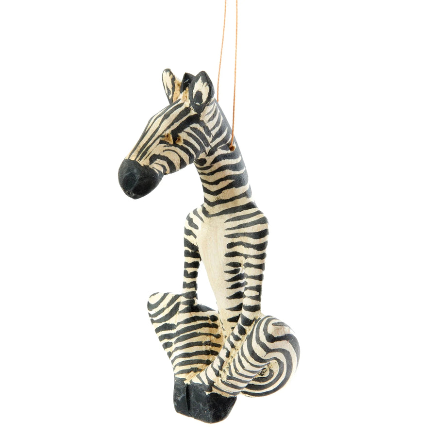 Zebra Yogi: Jacaranda Wood African Christmas Ornament