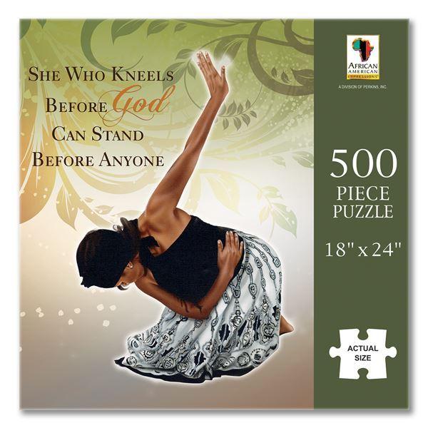 She Who Kneels Puzzle-Jigsaw Puzzle-African American Expressions-18x24-500-The Black Art Depot