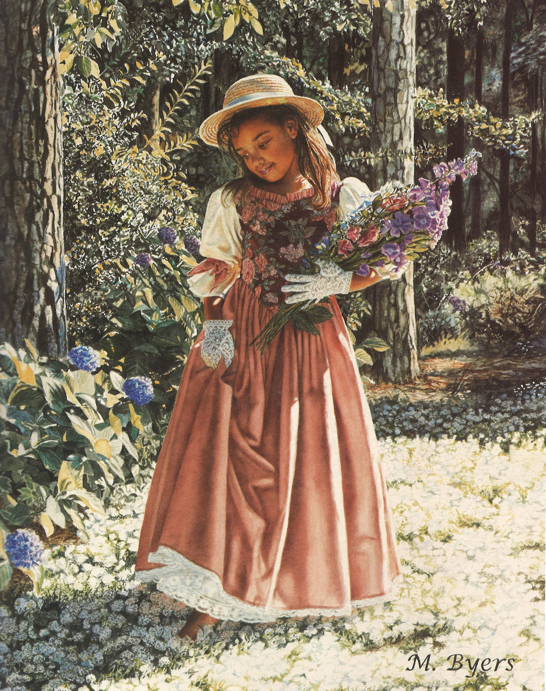 Girl Carrying Flowers by Melinda Byers