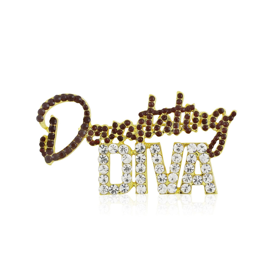 Delta Sigma Theta Inspired Devastating Diva Brooch by Divine Nine Depot (Gold)