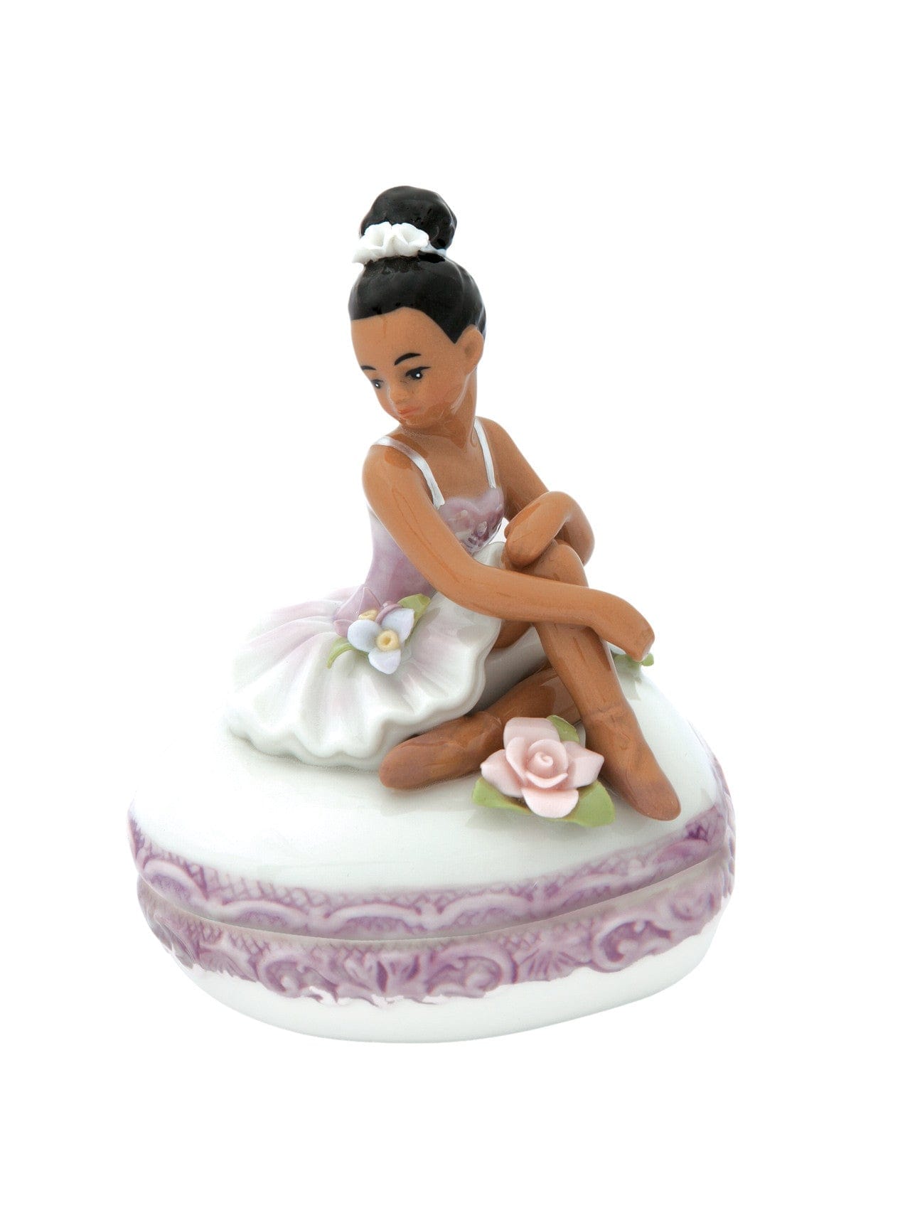 African American Ballerina Trinket Box (Porcelain - 3 5/8 inches