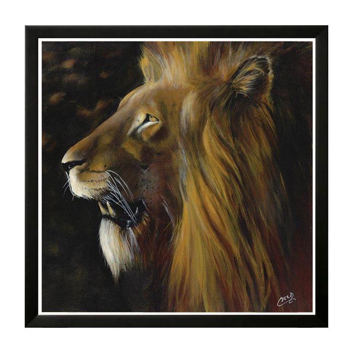 Courage: African Lion by Cecil "CREED" Reed Jr. (Black Frame)