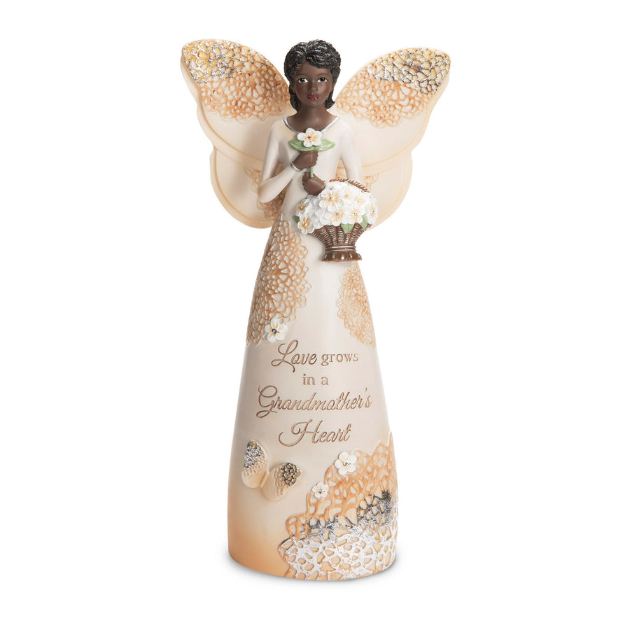 Grandma Angel with Flowers-Figurine-Pavilion Gifts-7.5 inches-Resin-The Black Art Depot