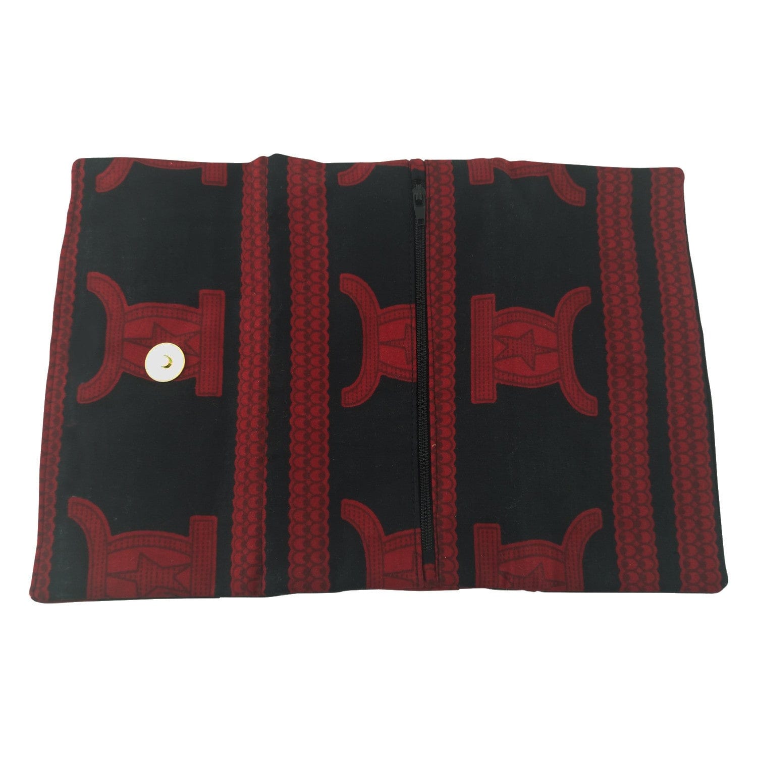 4 of 4: East African Kitenge Fabric Women's Wallet (Black and Red)