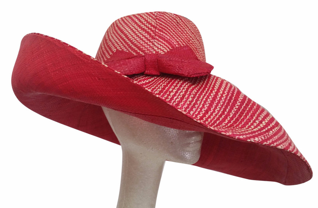 Nyala: Hand Woven Red Madagascar Big Brim Raffia Sun Hat