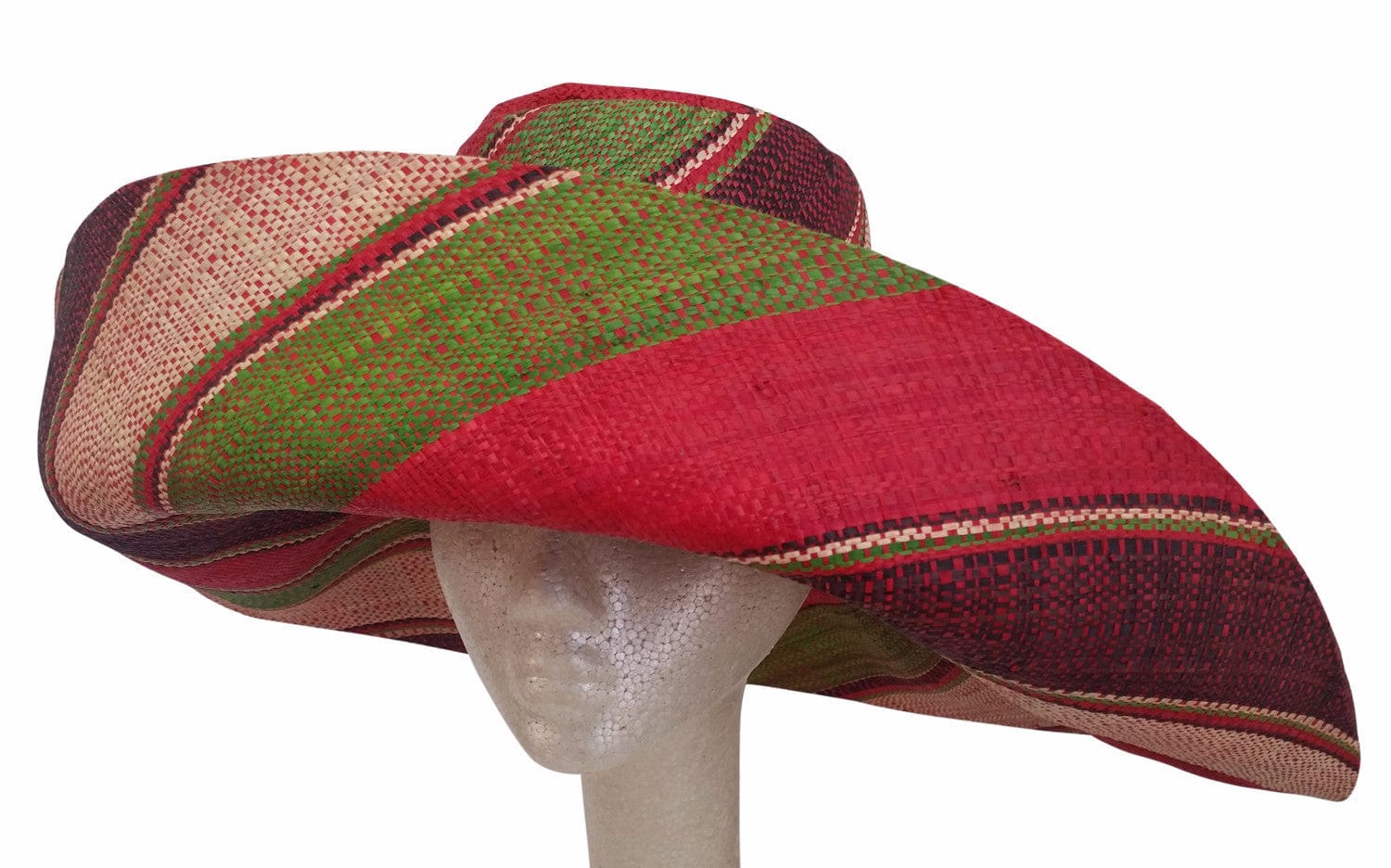 3 of 4: Nontle: Hand Woven Multicolored Madagascar Big Brim Raffia Sun Hat