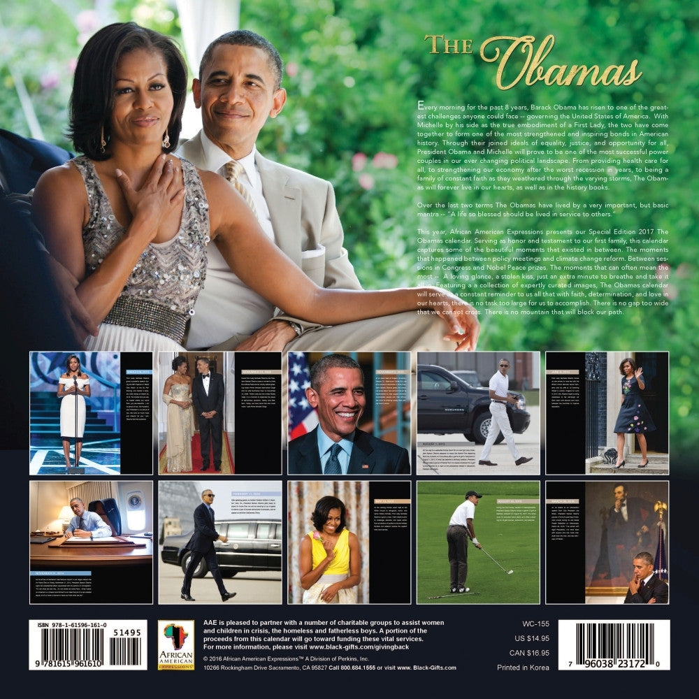 The Obamas: 2017 African American Wall Calendar (Back)