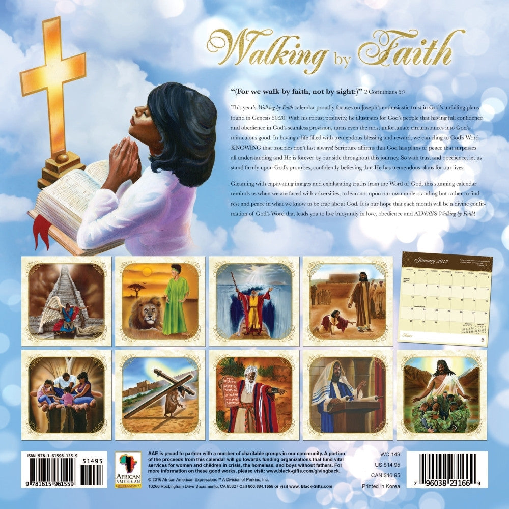 Walking by Faith: 2017 African American Wall Calendar (Back)