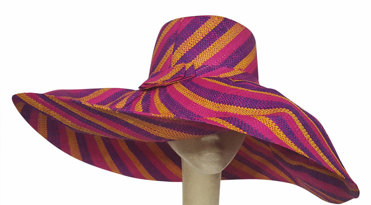3 of 3: Ababuo: Authentic African Hand Made Multicolored Madagascar Shapeable Big Brim Raffia Sun Hat
