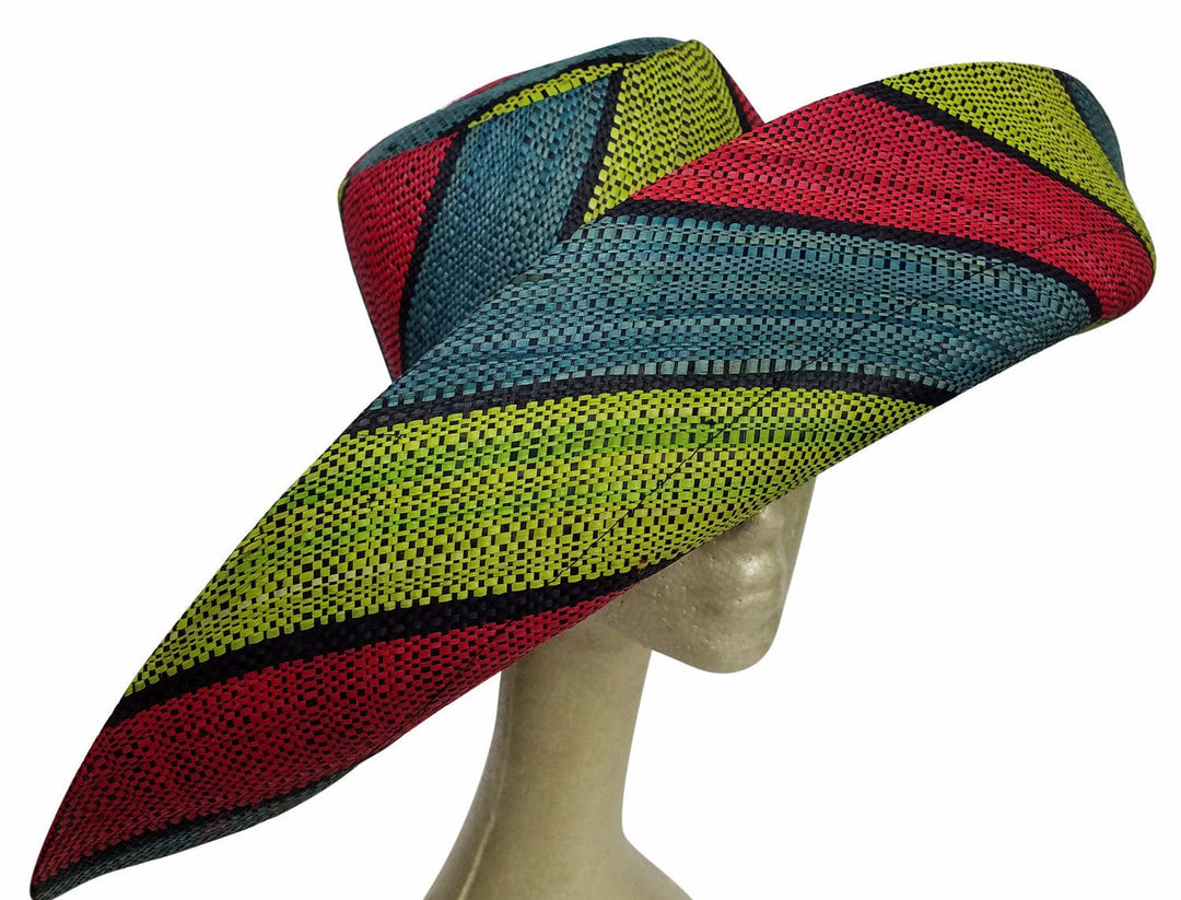 Abidemi: Multicolored Madagascar Big Brim Raffia Sun Hat