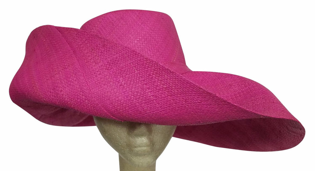 Adebola: Authentic African Hand Made Fuchsia Madagascar Big Brim Raffia Sun Hat